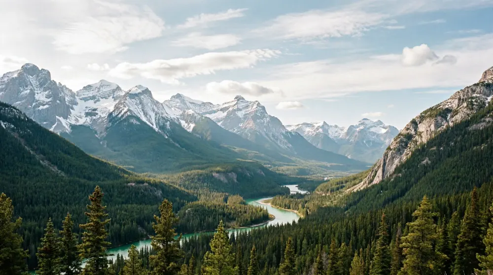 Panoramic view of the Canadian Rocky Mountain ranges
